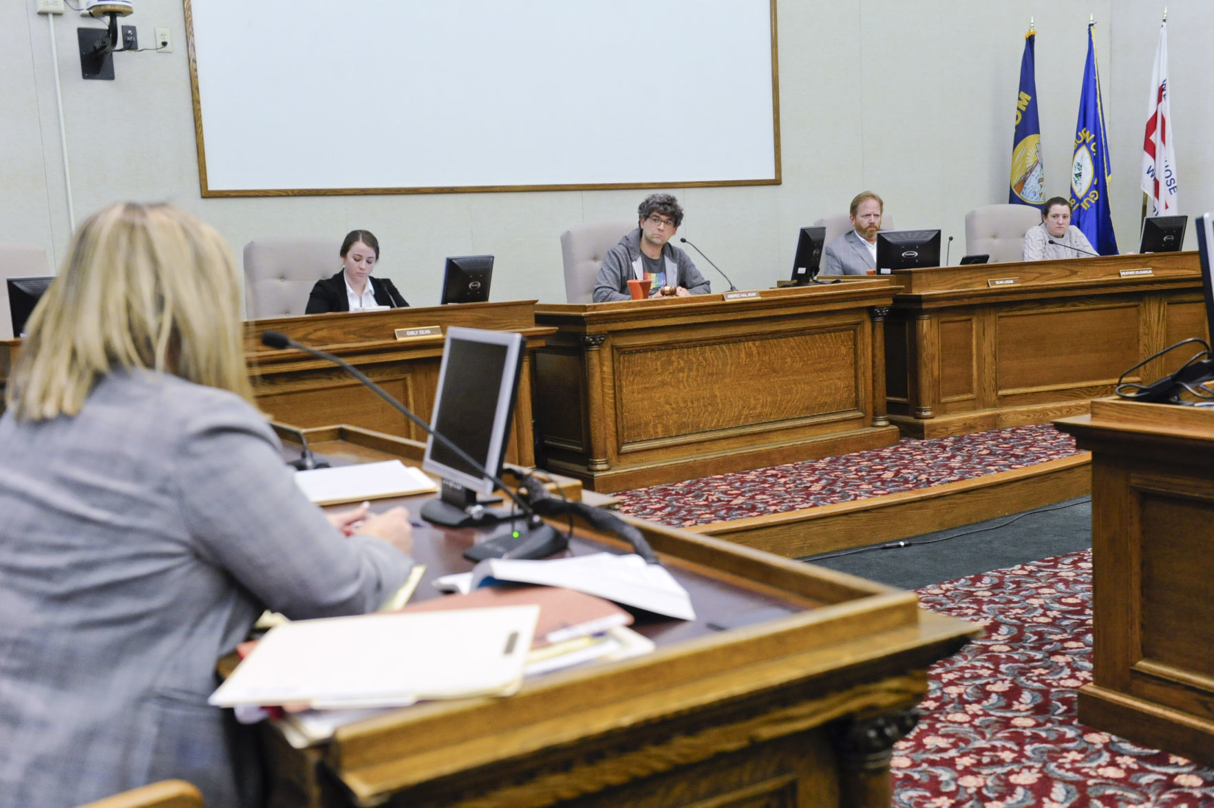 The Helena City Commission listens to Jordan Crosby,